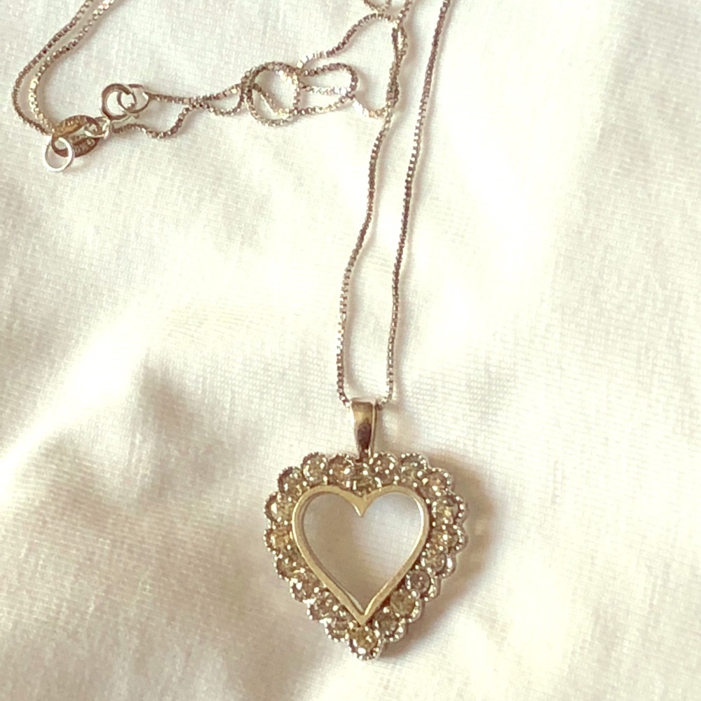 Diamonds gold pendent with free chain heart $299